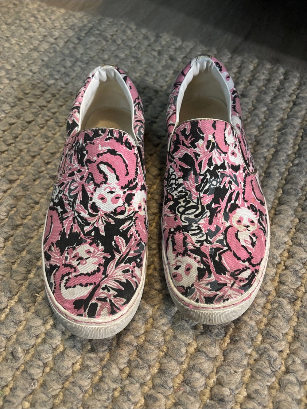 Lilly Pulitzer Julie Slip-On Sneakers featuring the "Hangin' With My Boo" s 8